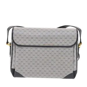 GUCCI Micro GG Canvas Shoulder Bag PVC Leather Navy Gray 001.116.0924 49881
