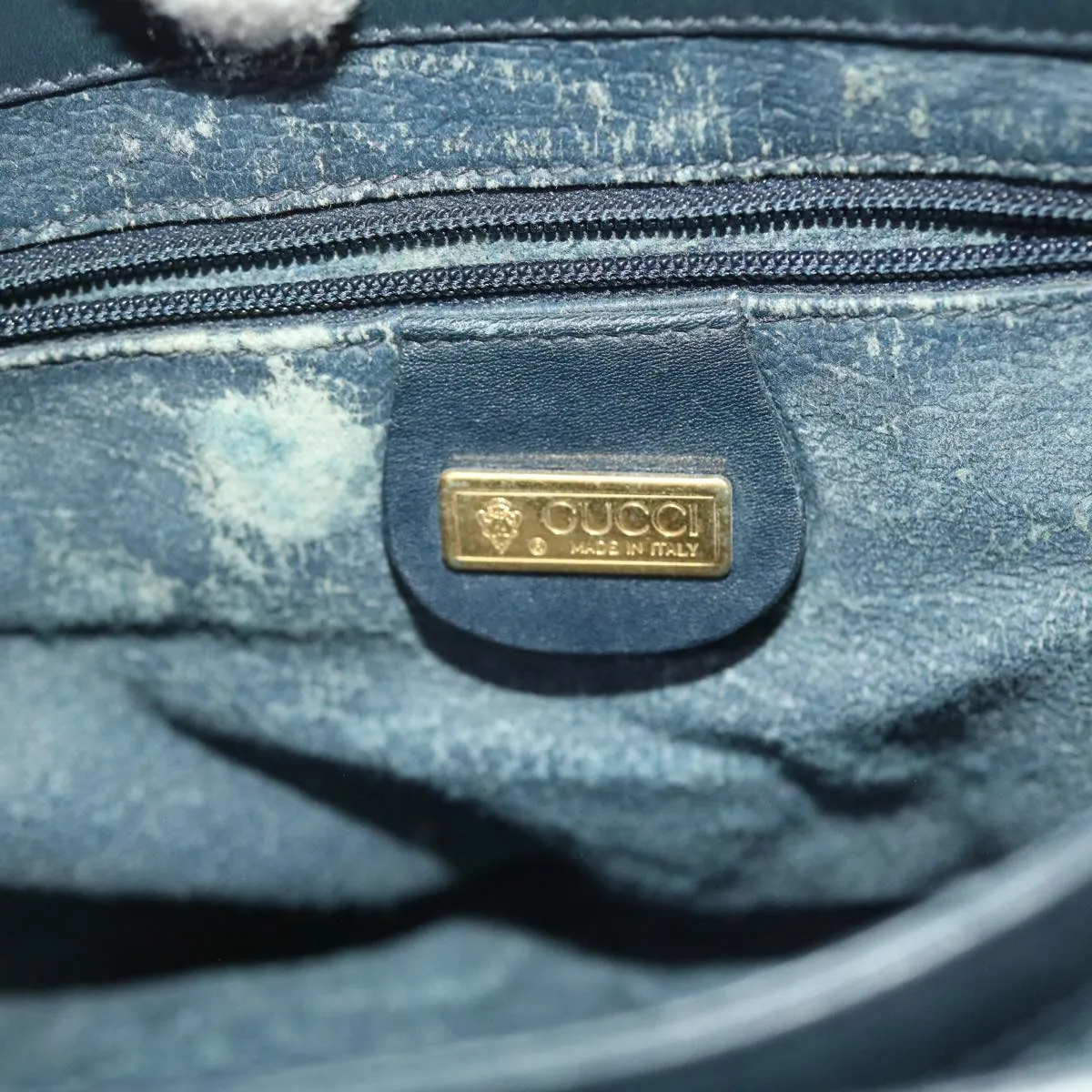 GUCCI Micro GG Canvas Shoulder Bag PVC Leather Navy Gray 001.116.0924 49881