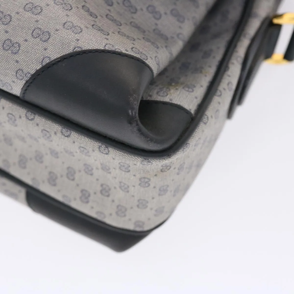 GUCCI Micro GG Canvas Shoulder Bag PVC Leather Navy Gray 001.116.0924 49881
