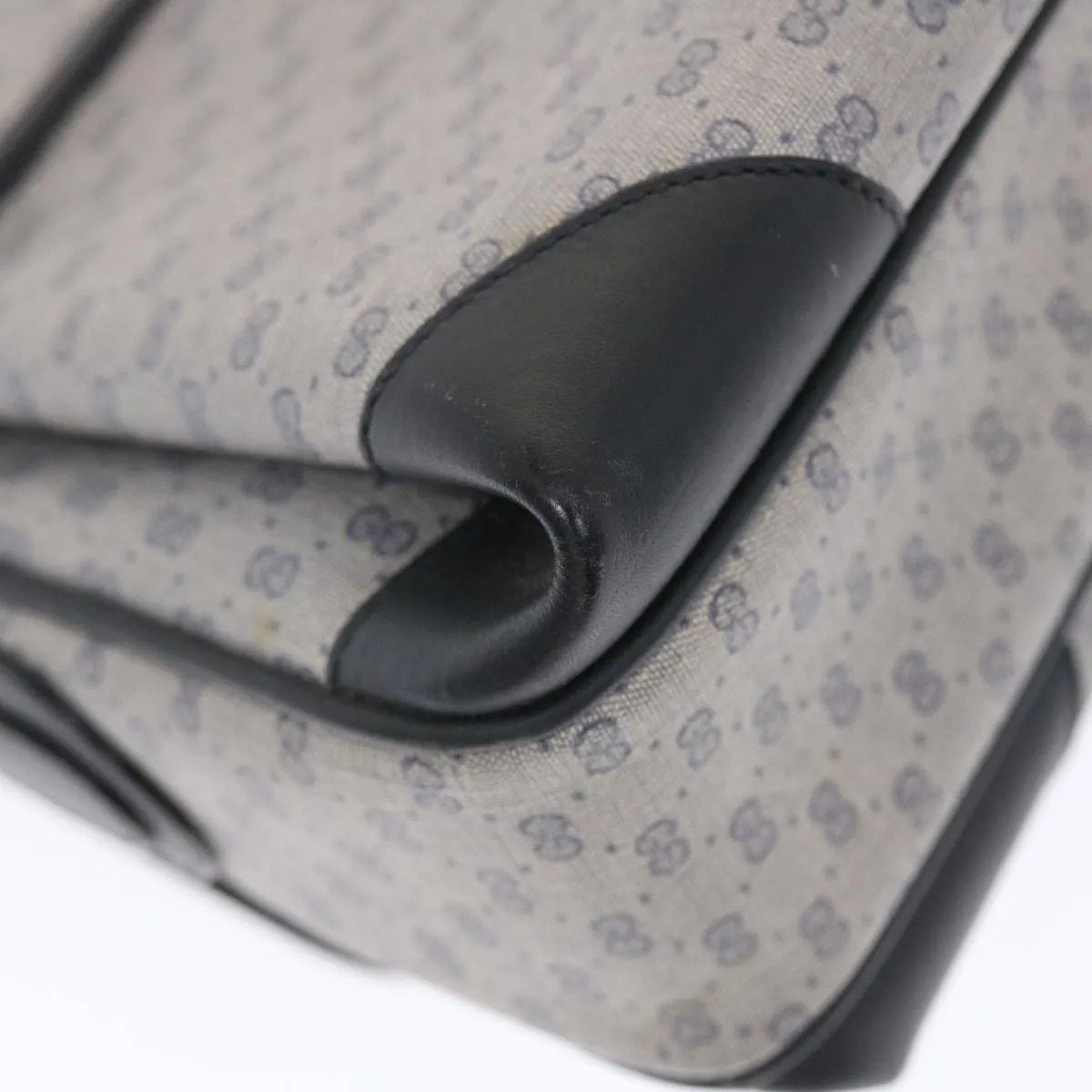 GUCCI Micro GG Canvas Shoulder Bag PVC Leather Navy Gray 001.116.0924 49881