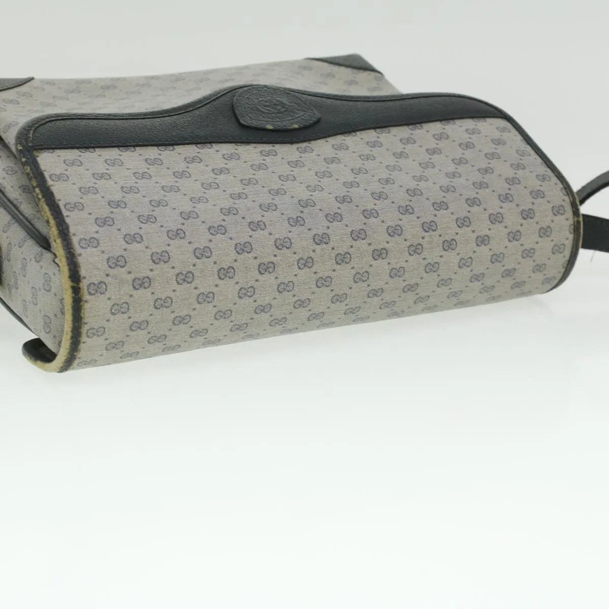 GUCCI Micro GG Canvas Shoulder Bag PVC Leather Navy ti884