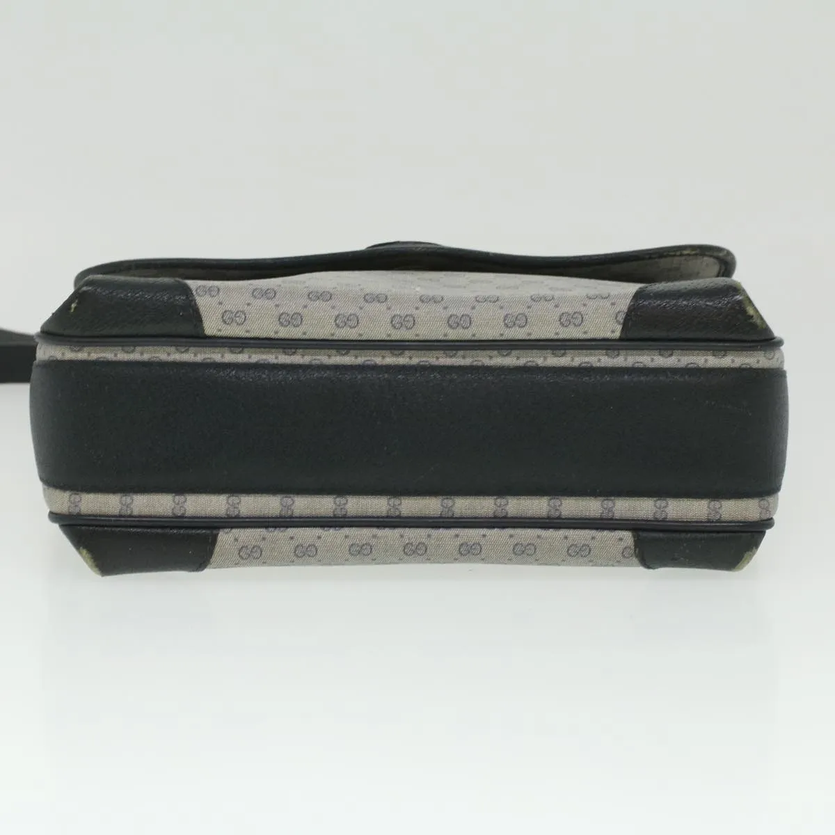 GUCCI Micro GG Canvas Shoulder Bag PVC Leather Navy ti884