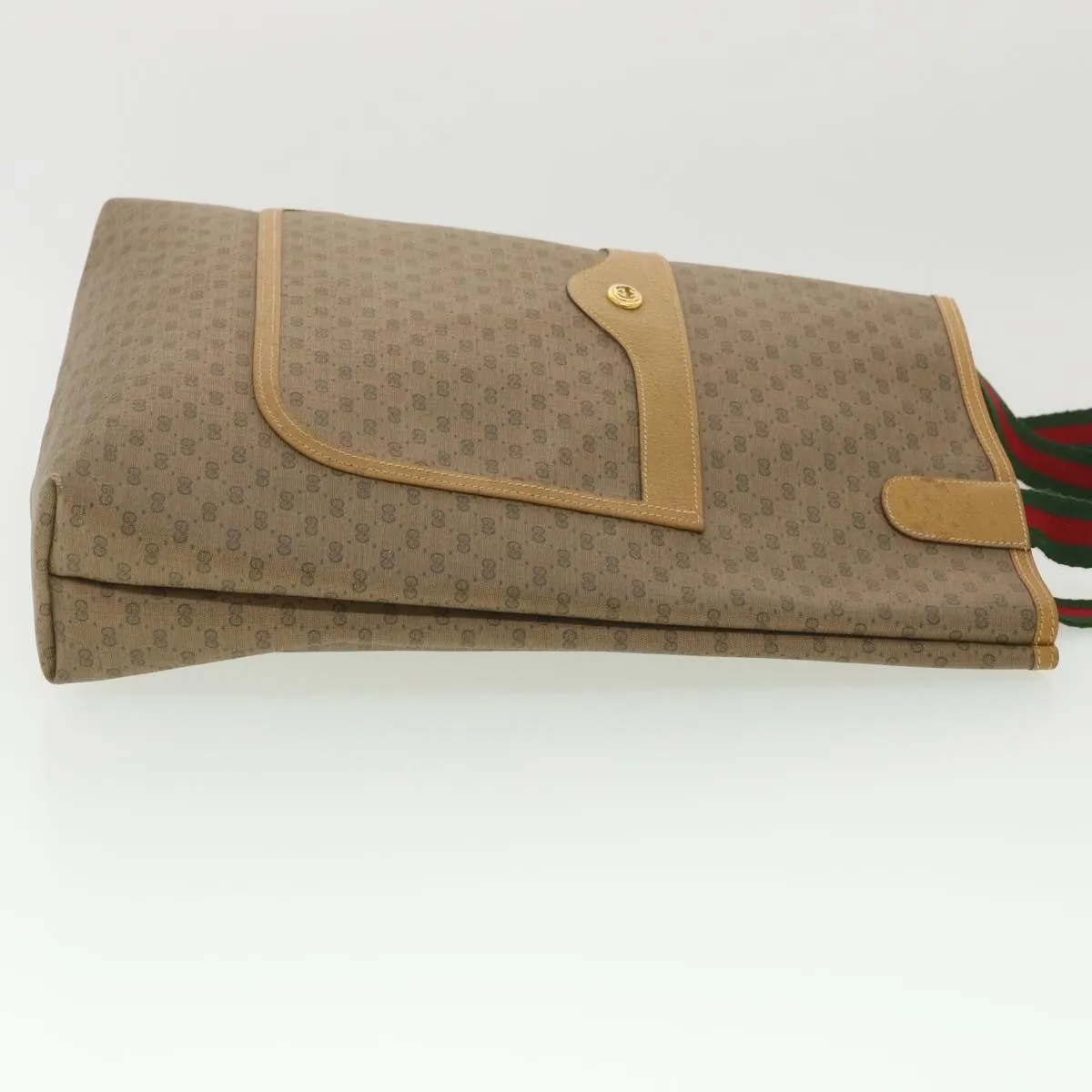 GUCCI Micro GG Canvas Web Sherry Line Shoulder Bag Beige Red 40.02. 37808
