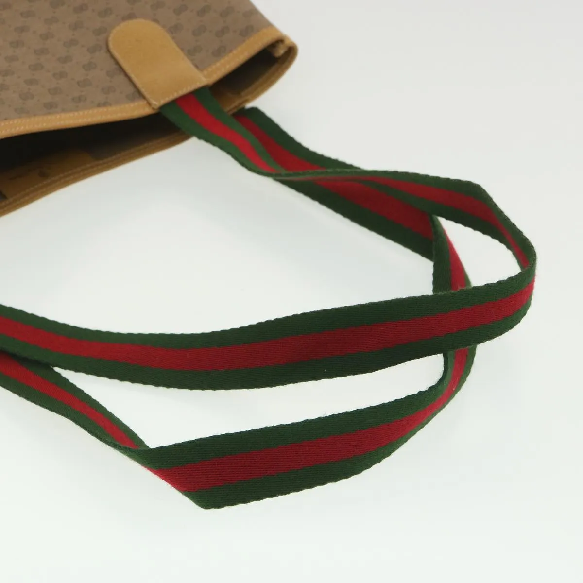 GUCCI Micro GG Canvas Web Sherry Line Shoulder Bag Beige Red 40.02. 37808