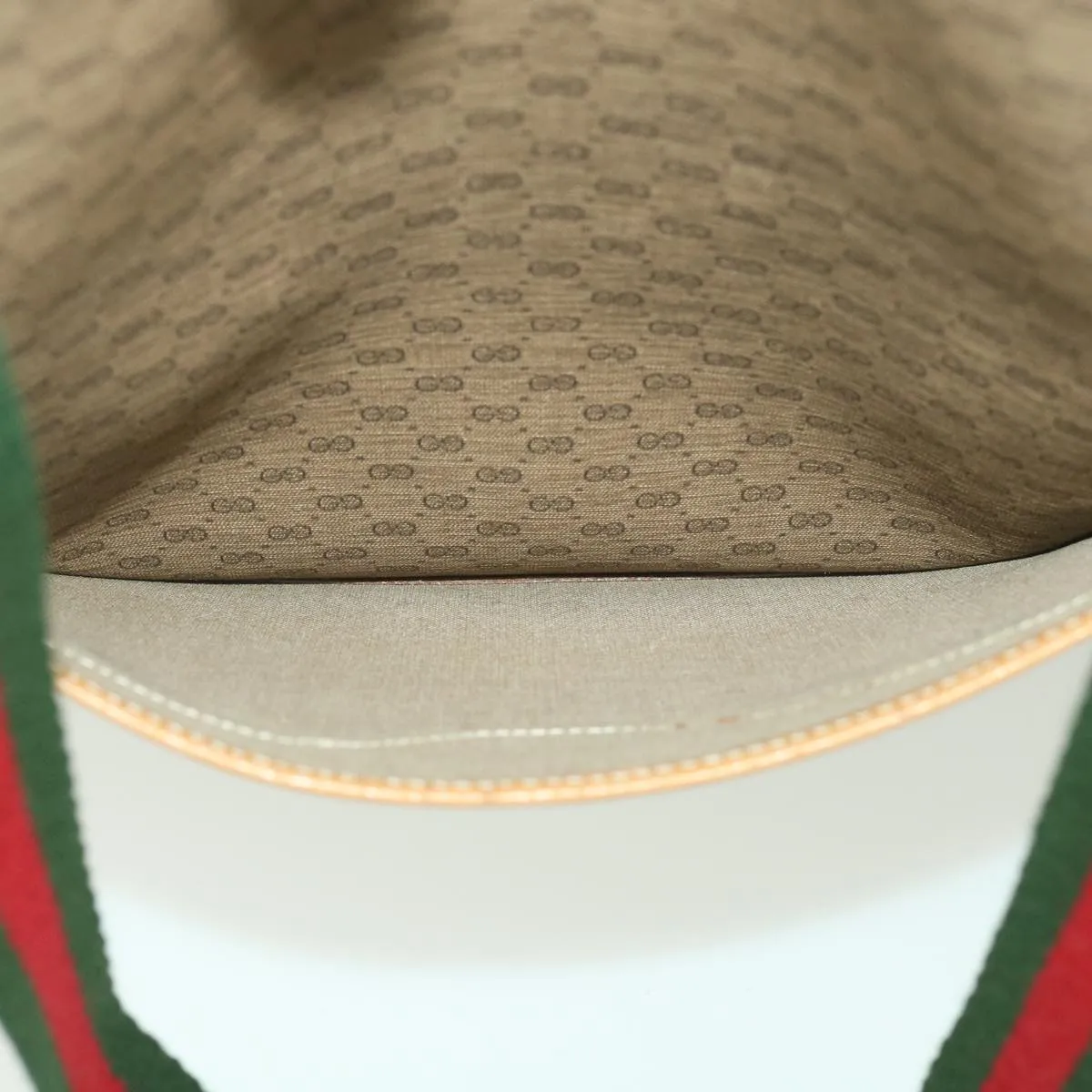 GUCCI Micro GG Canvas Web Sherry Line Shoulder Bag Beige Red 40.02. 37808