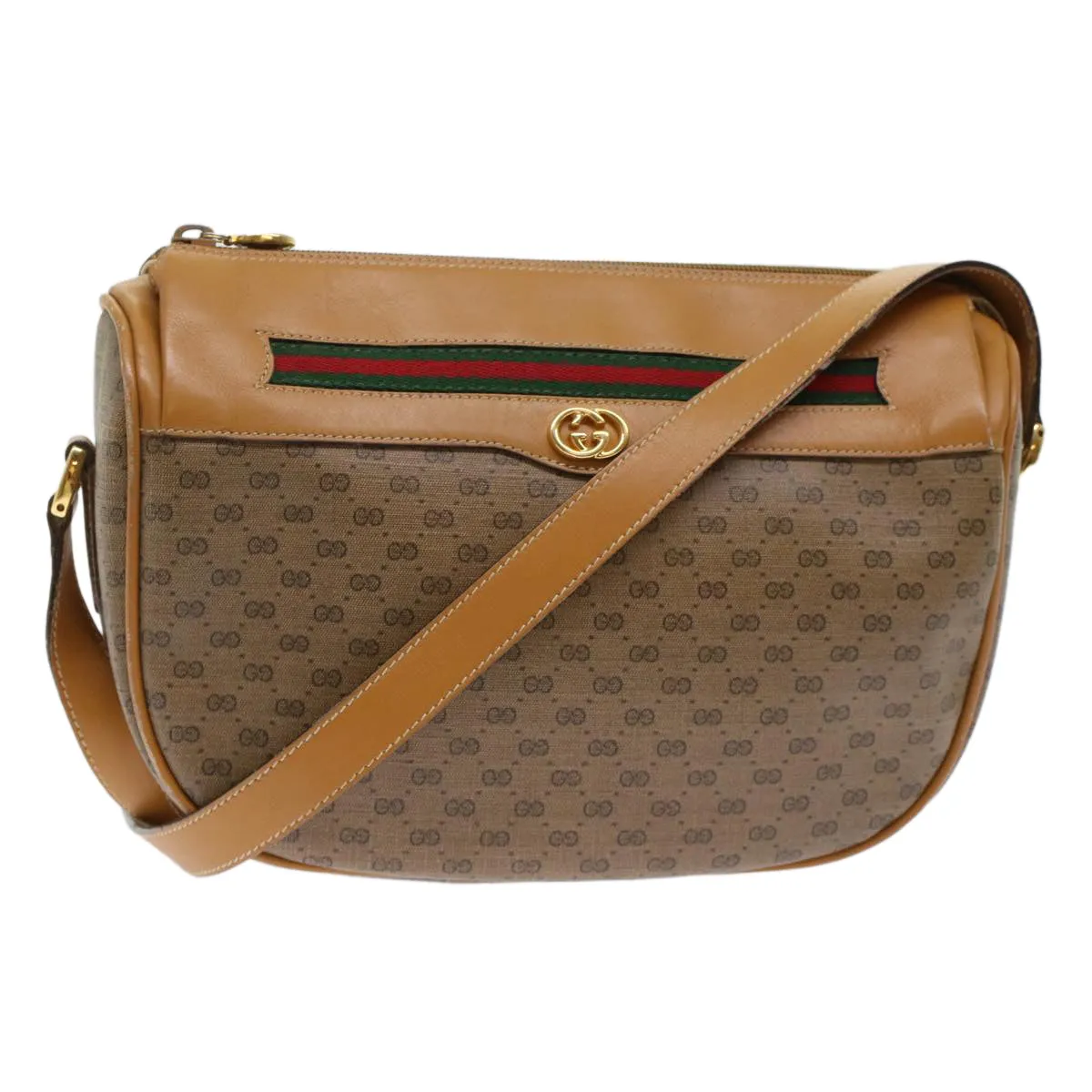 GUCCI Micro GG Canvas Web Sherry Line Shoulder Bag Beige Red Green ep1231