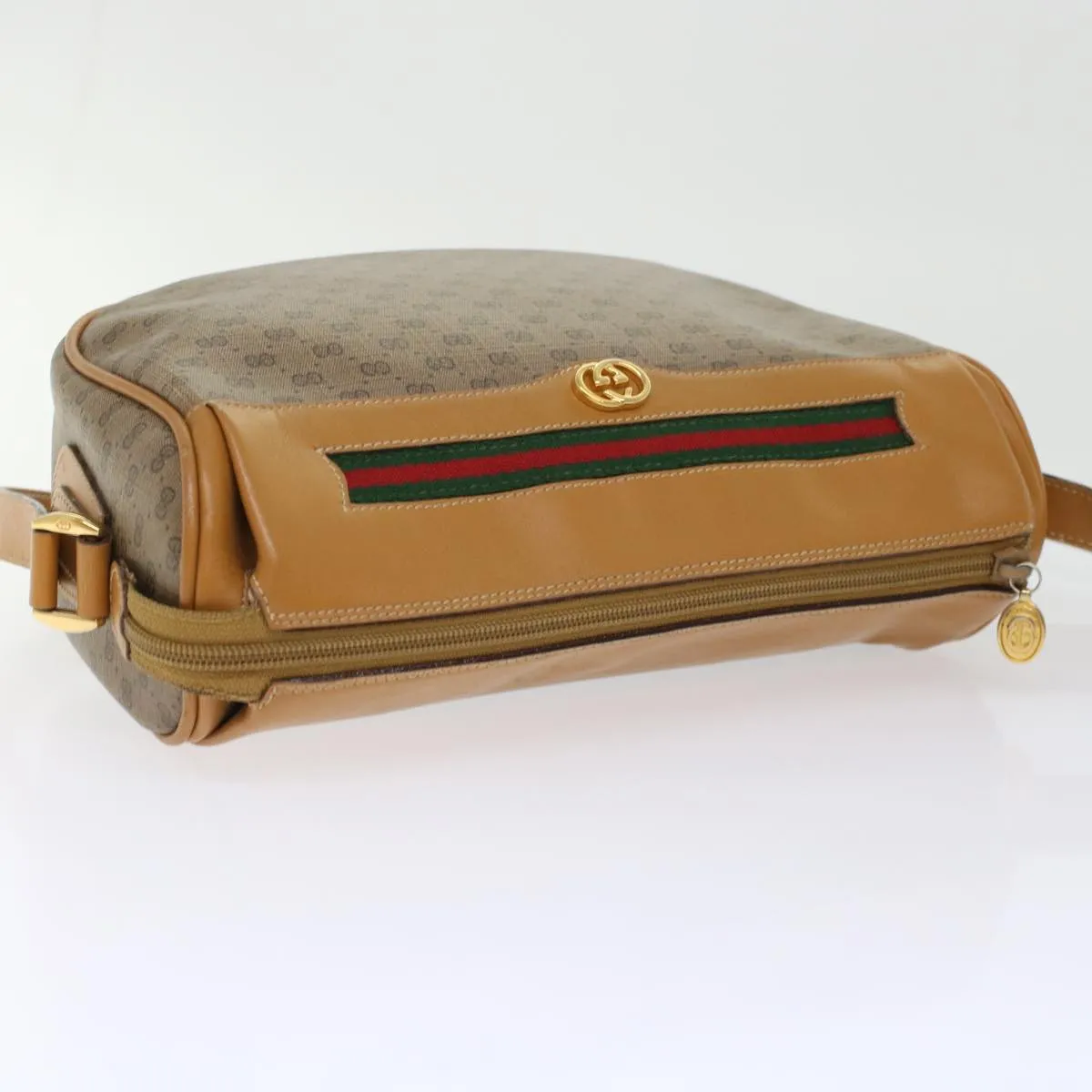 GUCCI Micro GG Canvas Web Sherry Line Shoulder Bag Beige Red Green ep1231