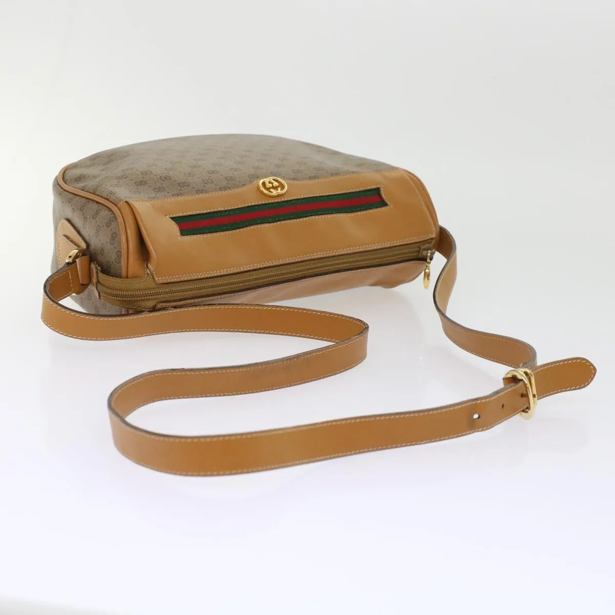 GUCCI Micro GG Canvas Web Sherry Line Shoulder Bag Beige Red Green ep1231