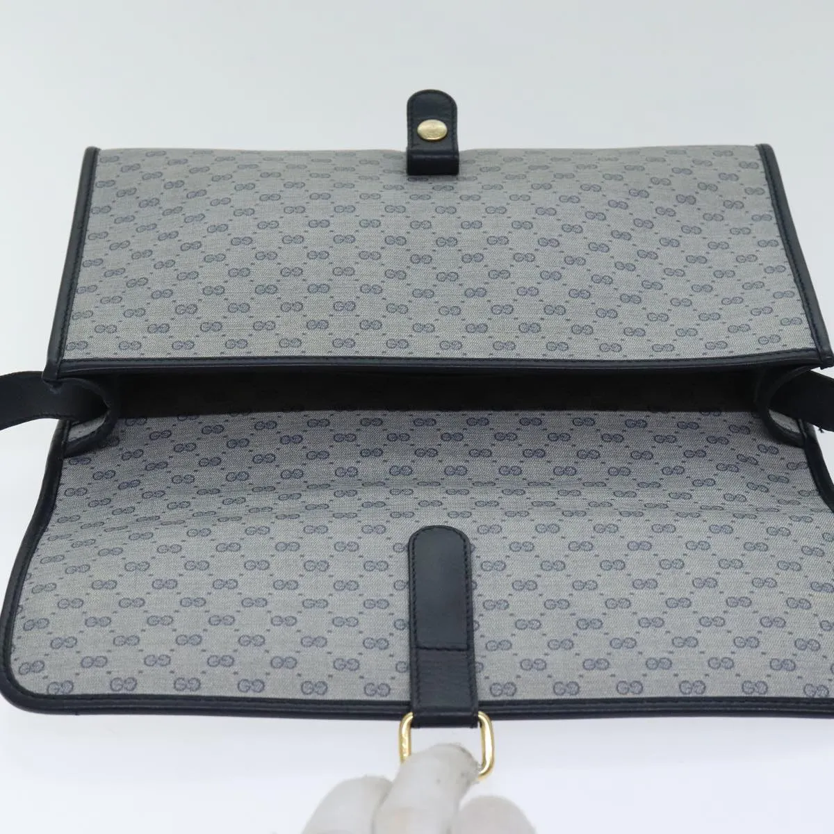 GUCCI Micro GG Supreme Shoulder Bag Navy Gold 001 115 2681 th5318