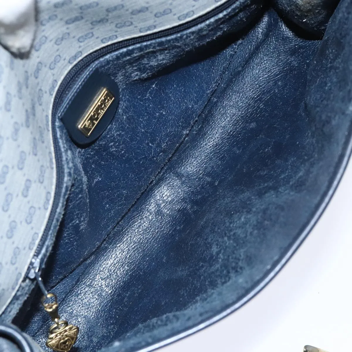 GUCCI Micro GG Supreme Shoulder Bag Navy Gold 001 115 2681 th5318