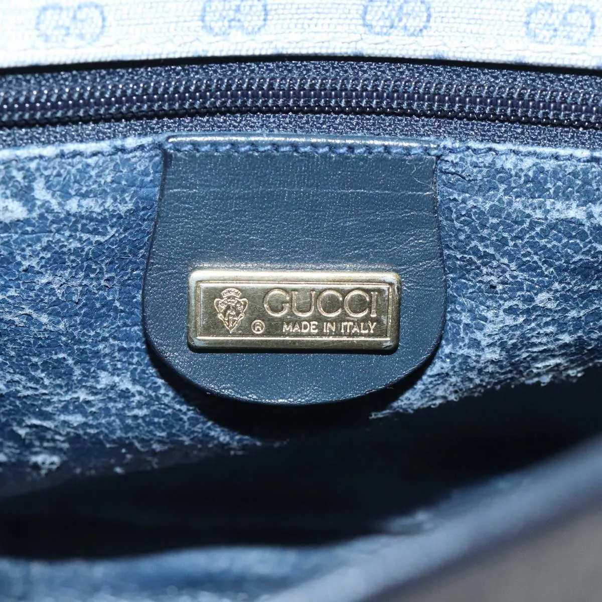 GUCCI Micro GG Supreme Shoulder Bag Navy Gold 001 115 2681 th5318