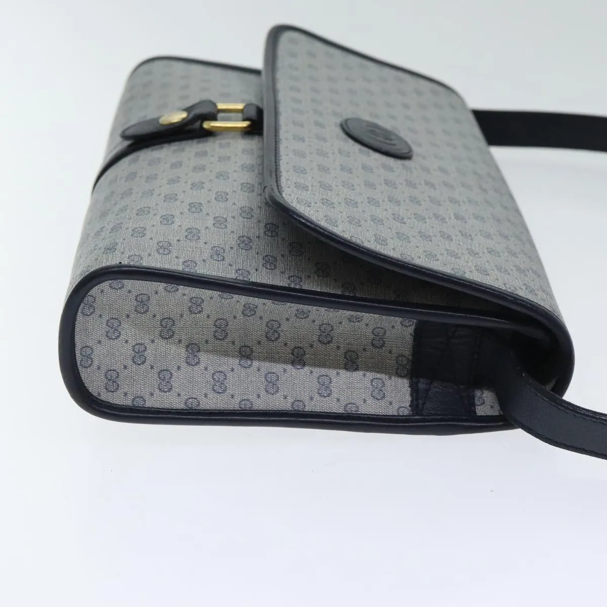 GUCCI Micro GG Supreme Shoulder Bag Navy Gold 001 115 2681 th5318