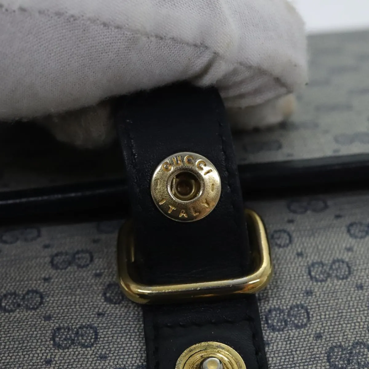 GUCCI Micro GG Supreme Shoulder Bag Navy Gold 001 115 2681 th5318