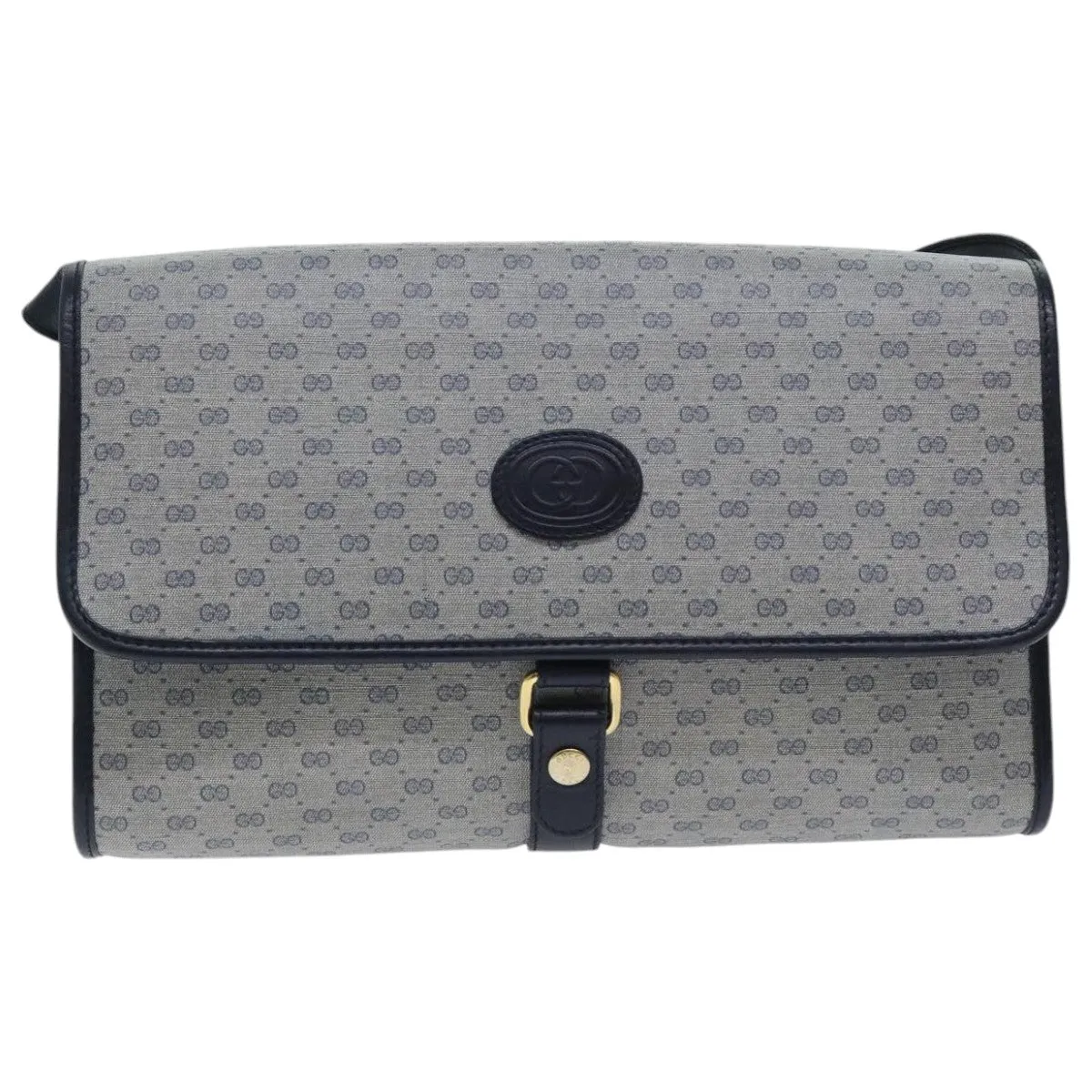 GUCCI Micro GG Supreme Shoulder Bag Navy Gold 001 115 2681 th5318