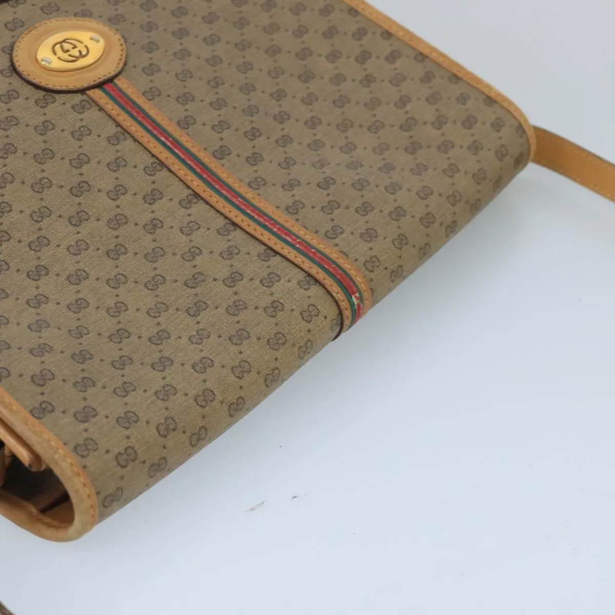 GUCCI Micro GG Supreme Shoulder Bag PVC Beige Gold 001 104 0551 99407