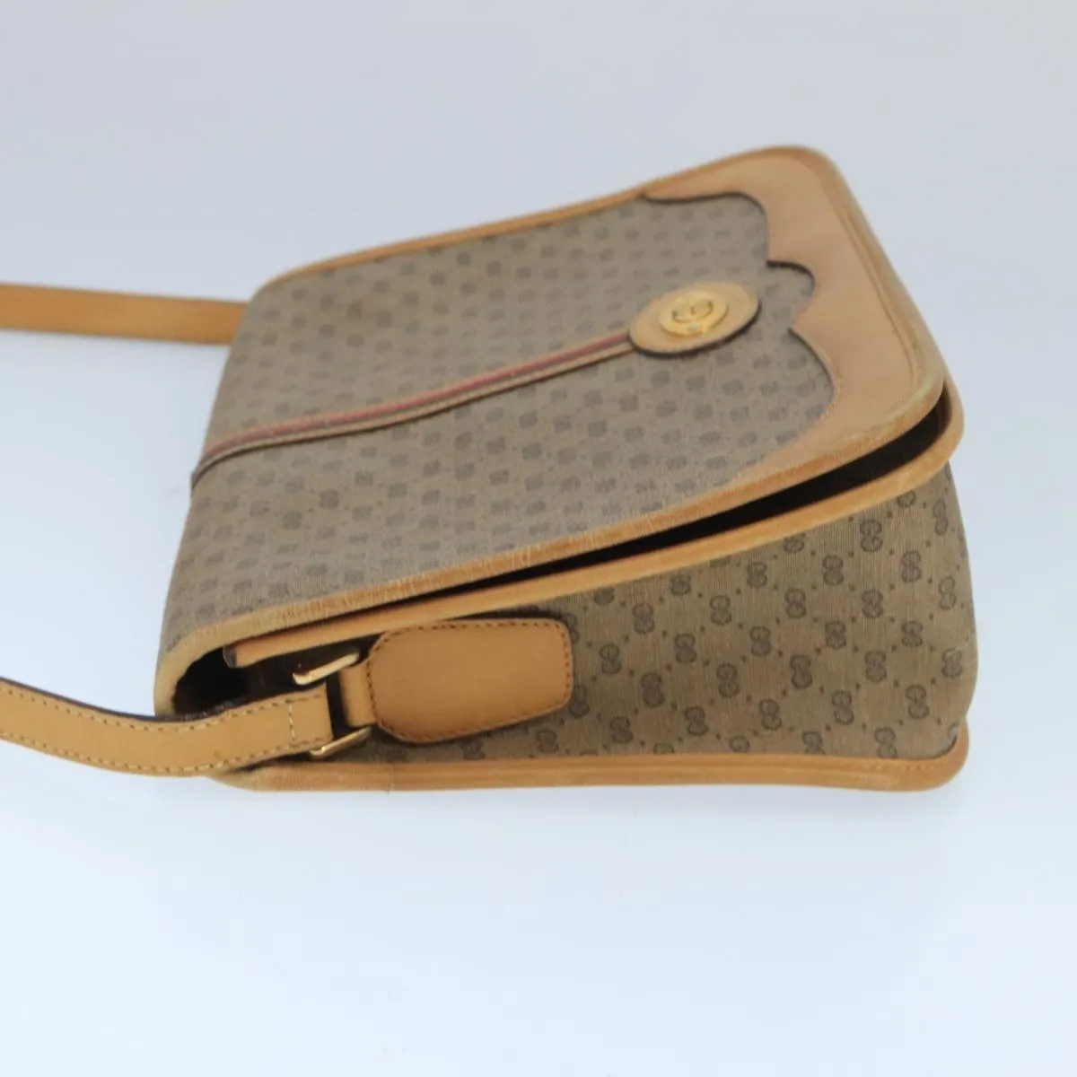 GUCCI Micro GG Supreme Shoulder Bag PVC Beige Gold 001 104 0551 99407