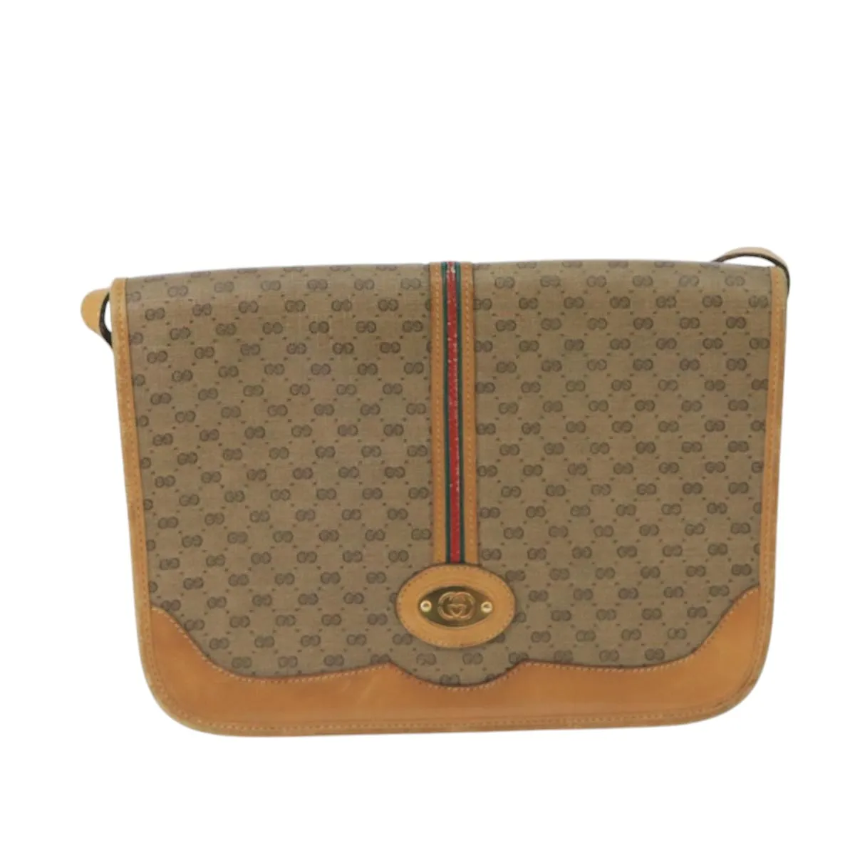 GUCCI Micro GG Supreme Shoulder Bag PVC Beige Gold 001 104 0551 99407