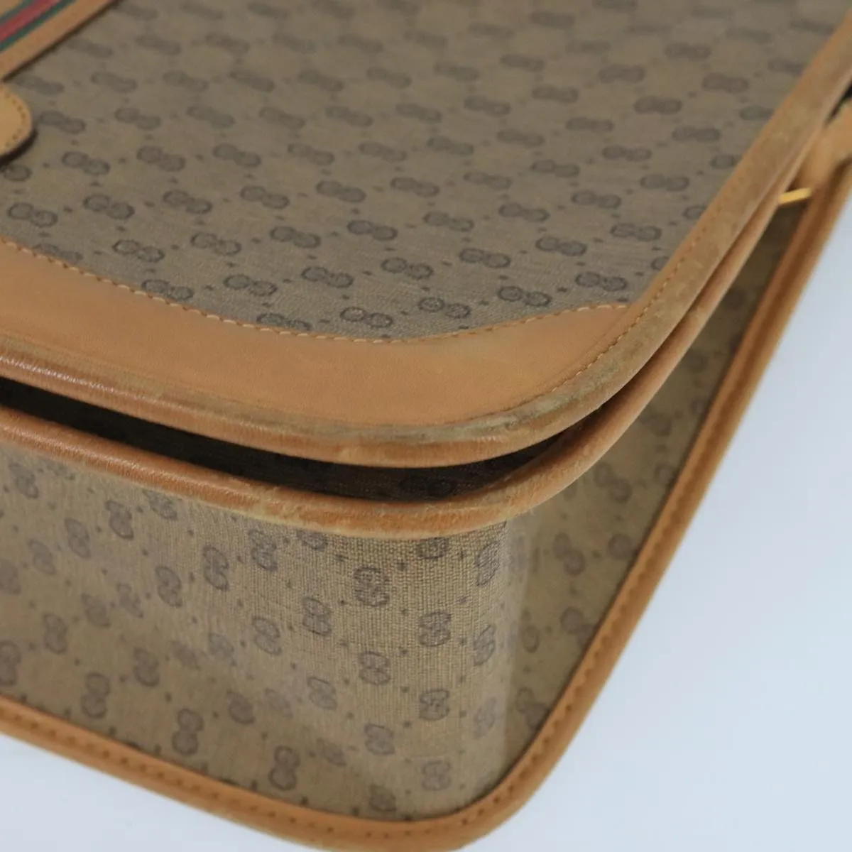 GUCCI Micro GG Supreme Shoulder Bag PVC Beige Gold 001 104 0551 99407