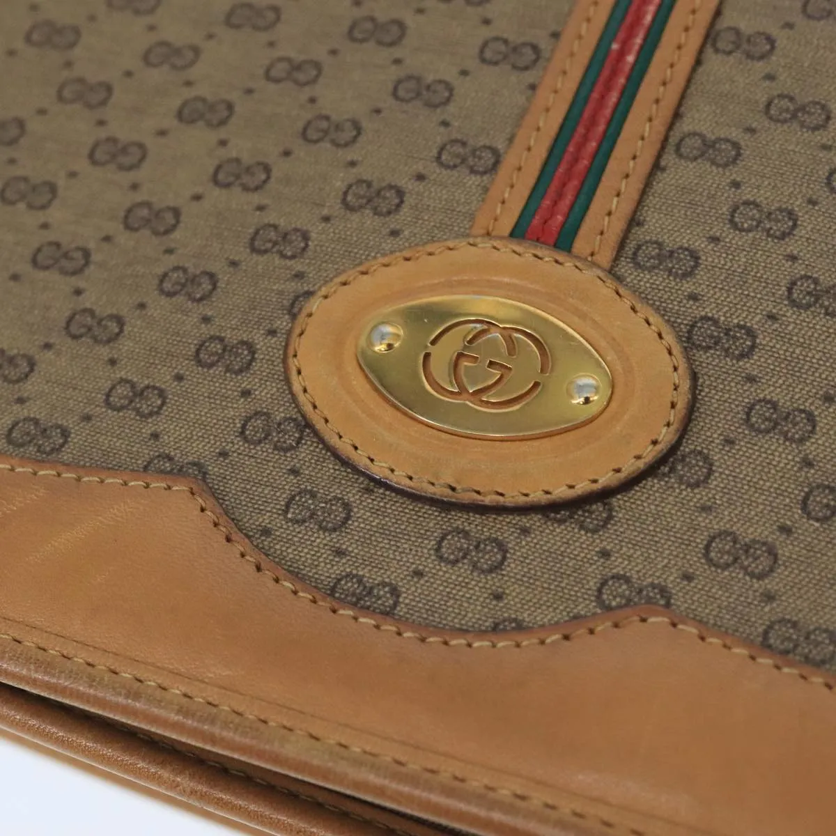 GUCCI Micro GG Supreme Shoulder Bag PVC Beige Gold 001 104 0551 99407