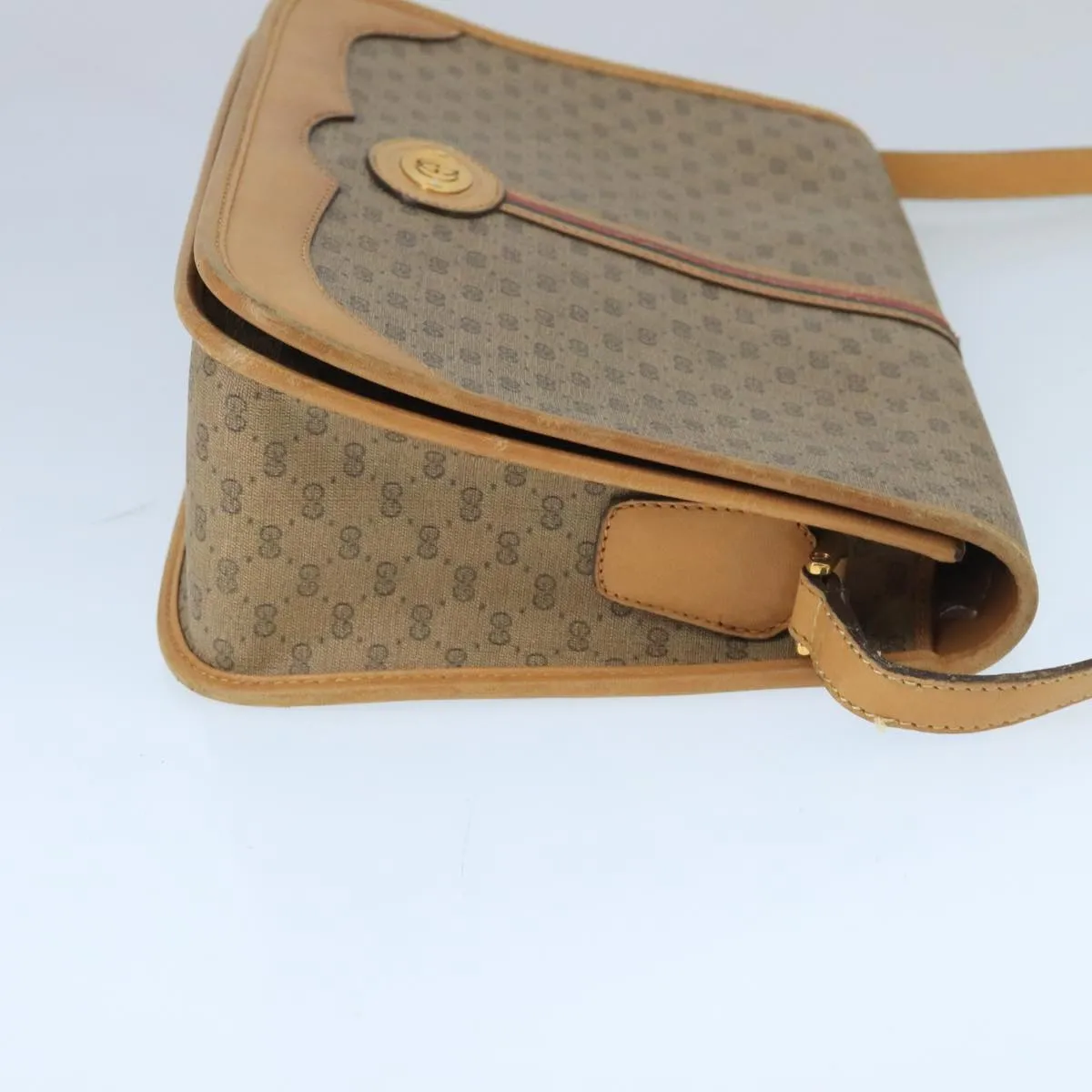 GUCCI Micro GG Supreme Shoulder Bag PVC Beige Gold 001 104 0551 99407