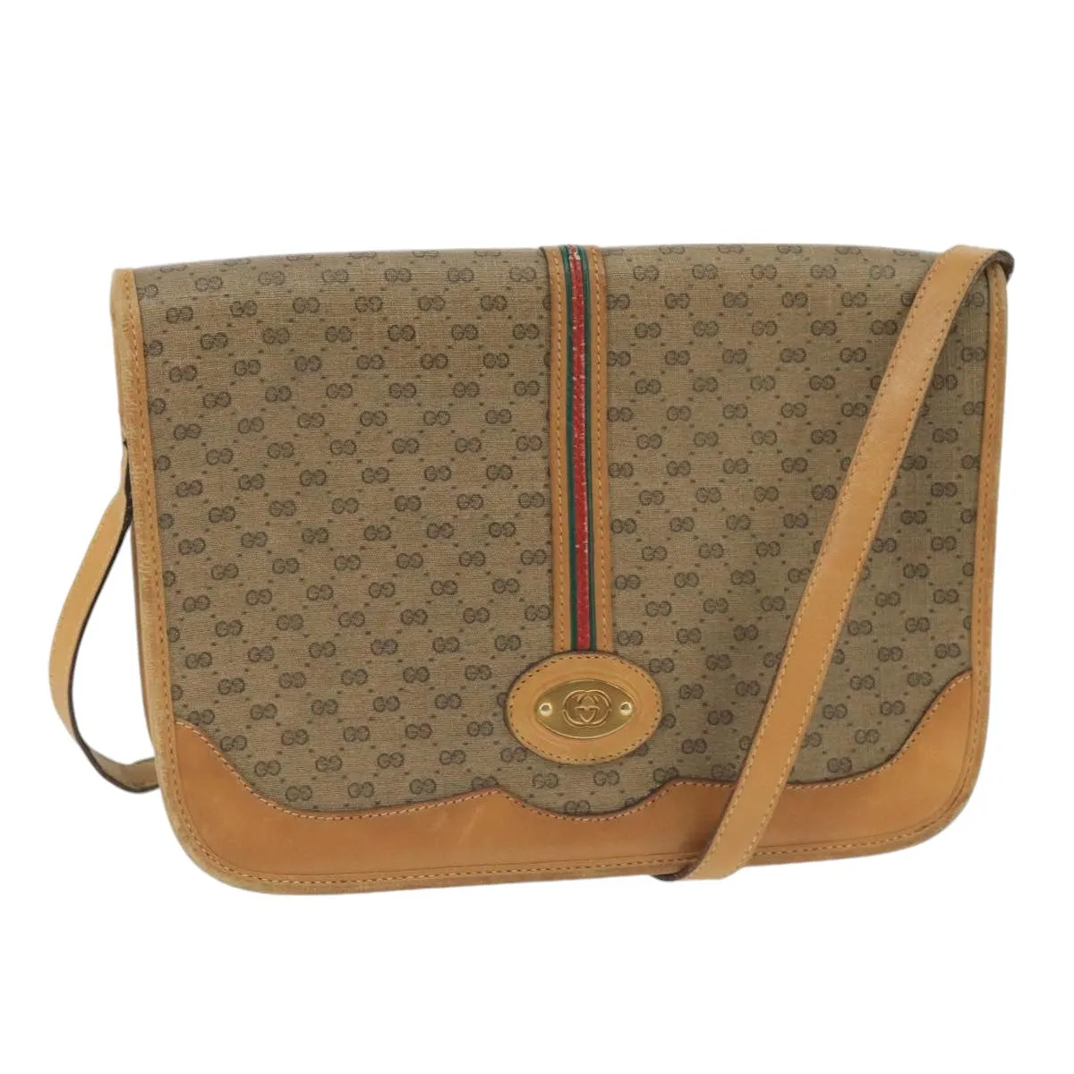 GUCCI Micro GG Supreme Shoulder Bag PVC Beige Gold 001 104 0551 99407