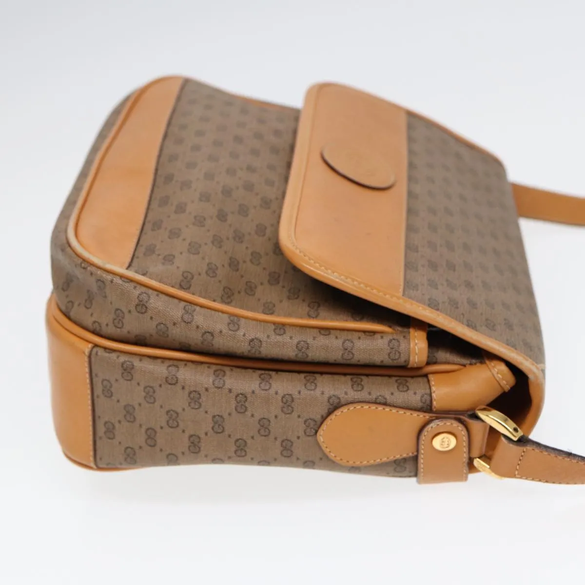 GUCCI Micro GG Supreme Shoulder Bag PVC Beige Gold 001 116 0925 ep5667