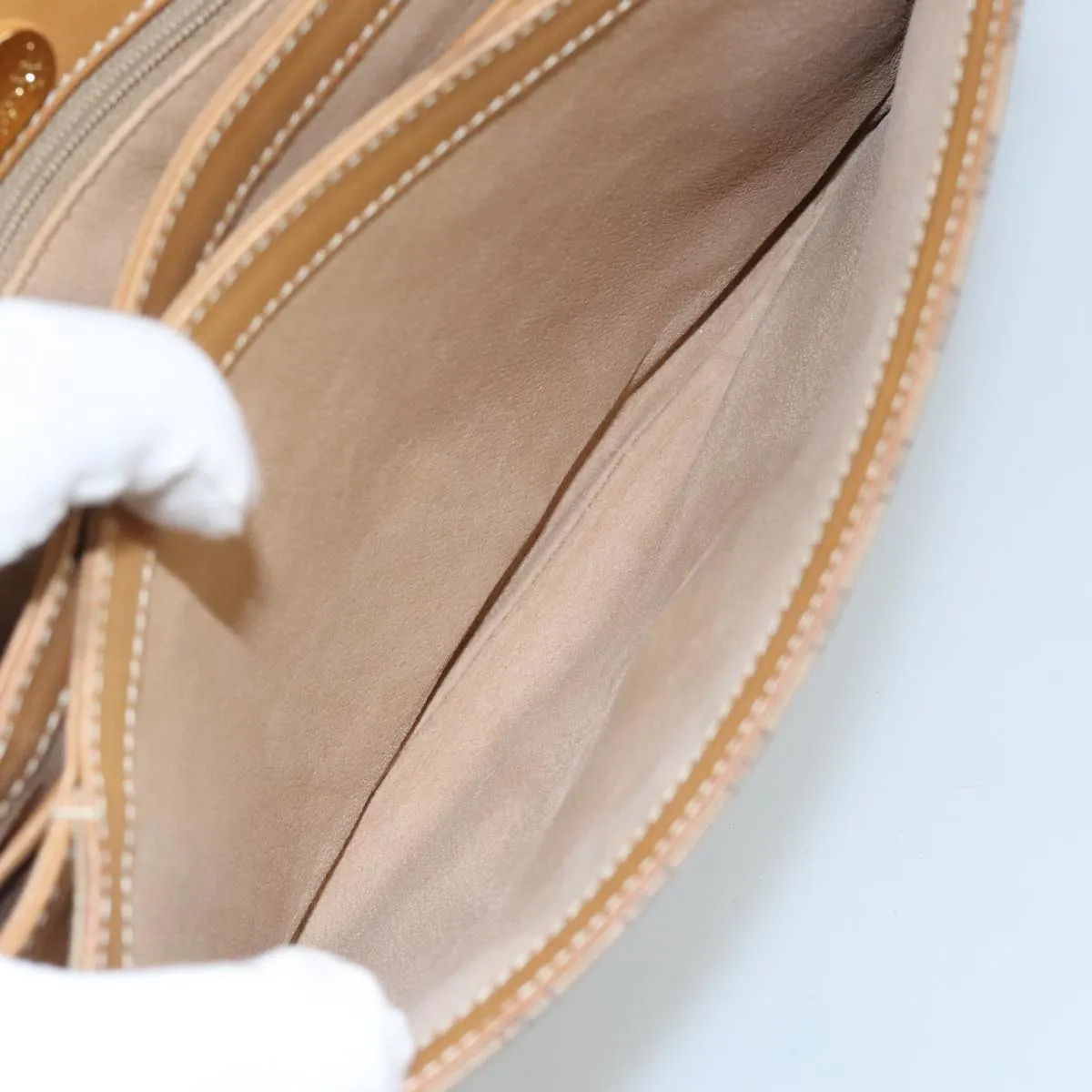 GUCCI Micro GG Supreme Shoulder Bag PVC Beige Gold 001 406 1780 100267