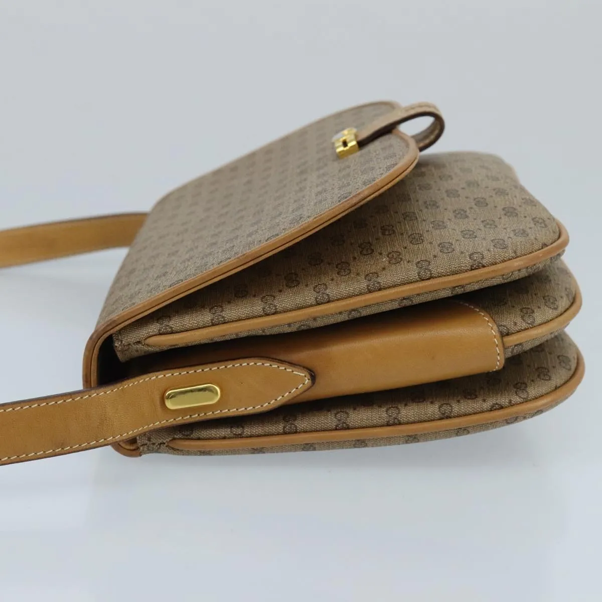 GUCCI Micro GG Supreme Shoulder Bag PVC Beige Gold 001 406 1780 100267