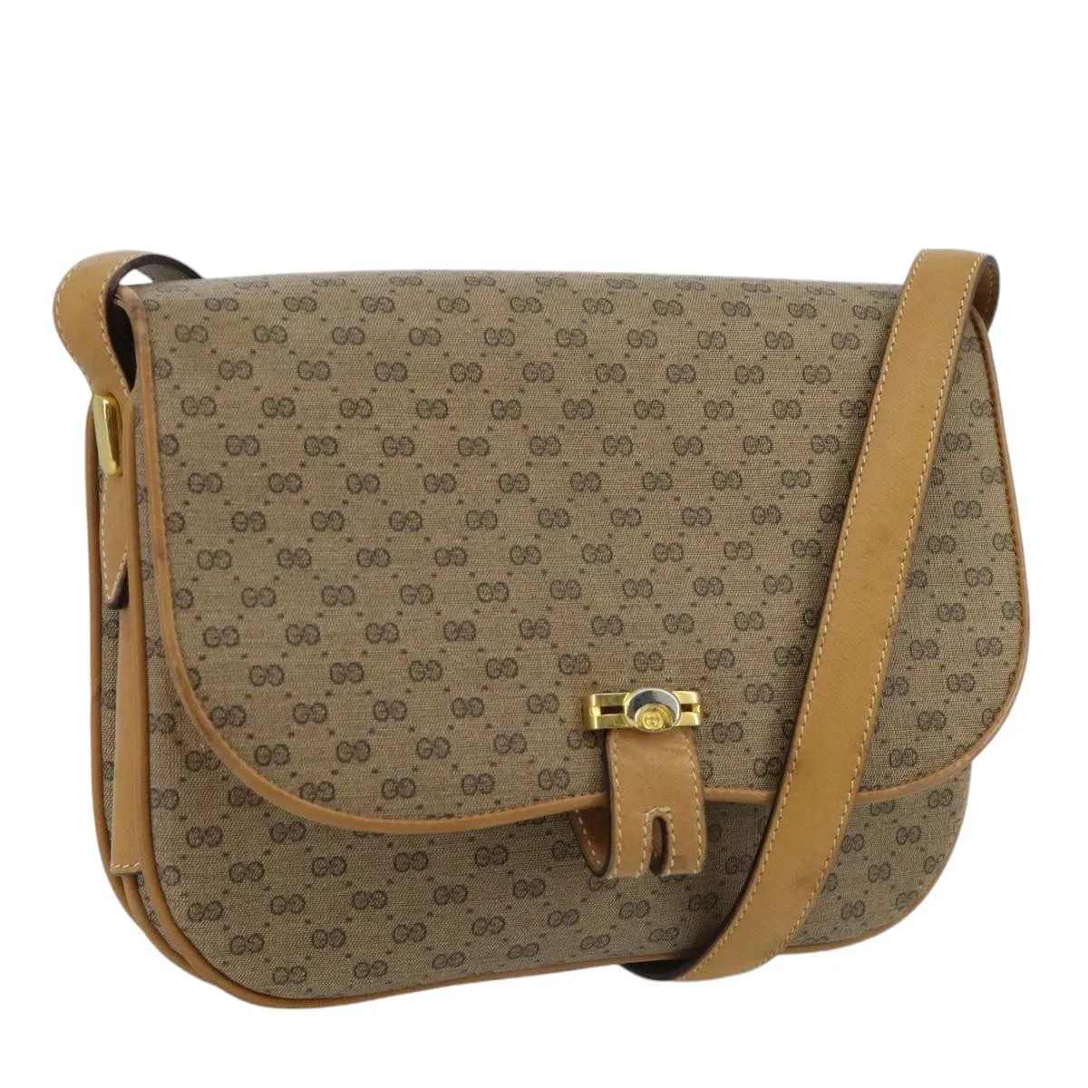 GUCCI Micro GG Supreme Shoulder Bag PVC Beige Gold 001 406 1780 100267