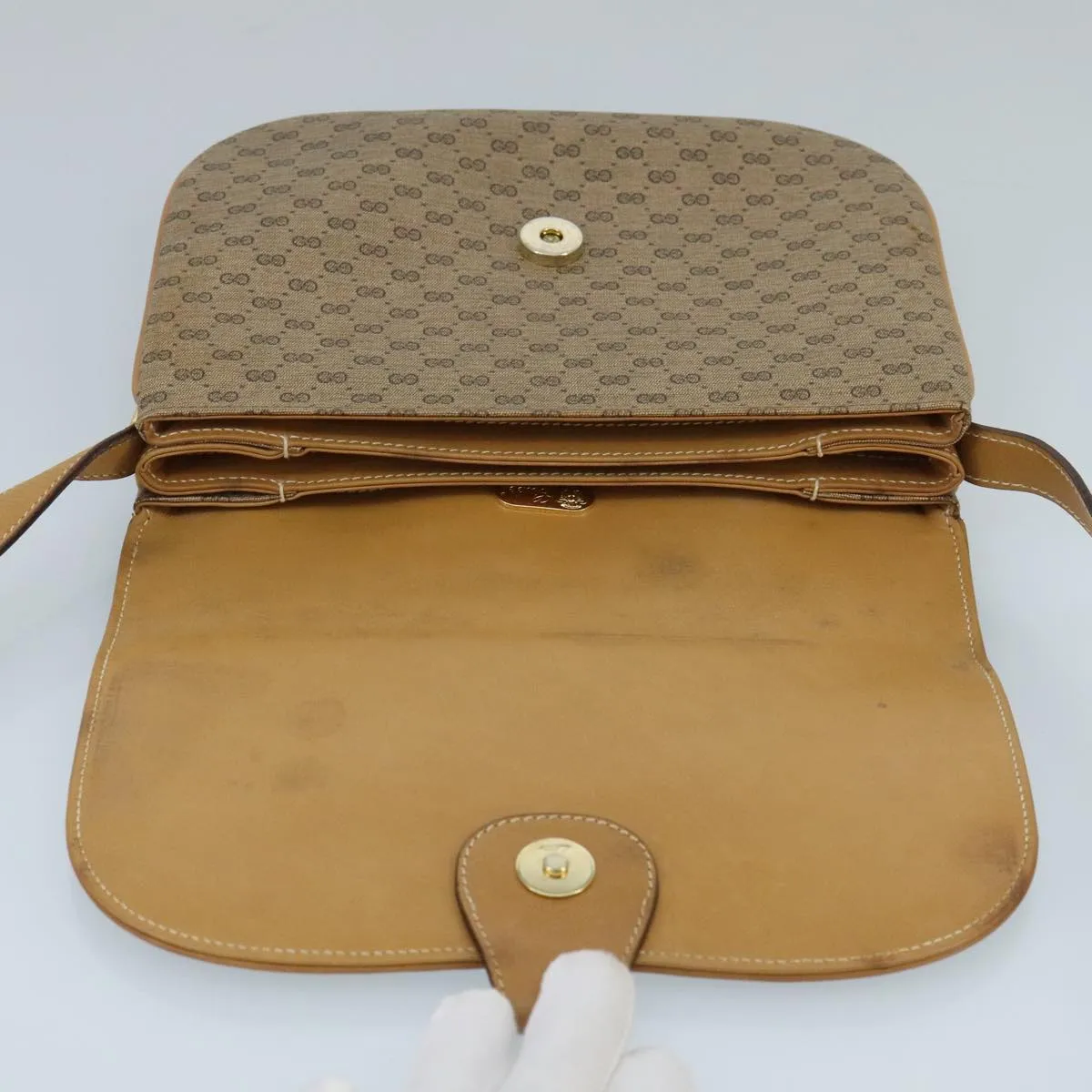 GUCCI Micro GG Supreme Shoulder Bag PVC Beige Gold 001 406 1780 100267