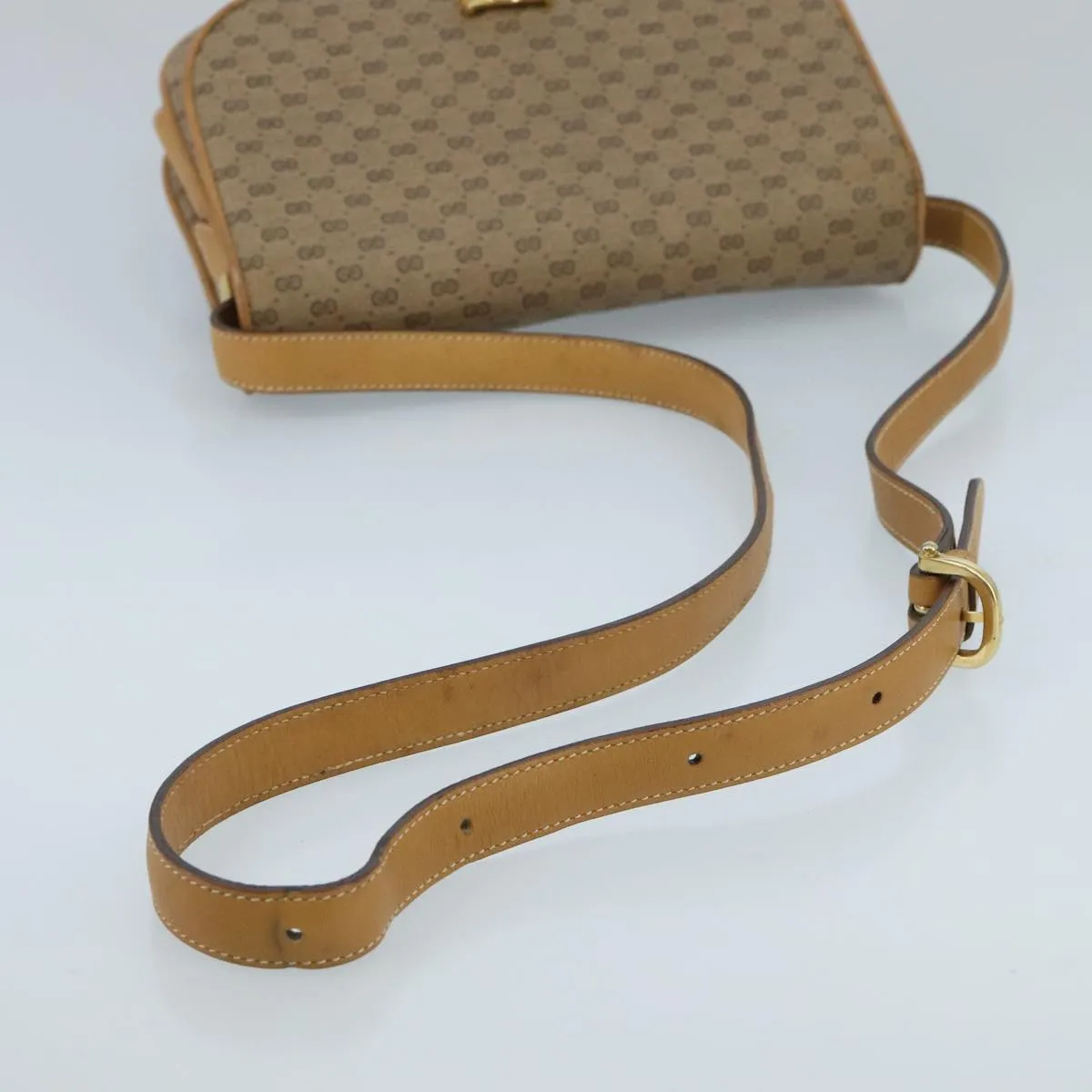 GUCCI Micro GG Supreme Shoulder Bag PVC Beige Gold 001 406 1780 100267