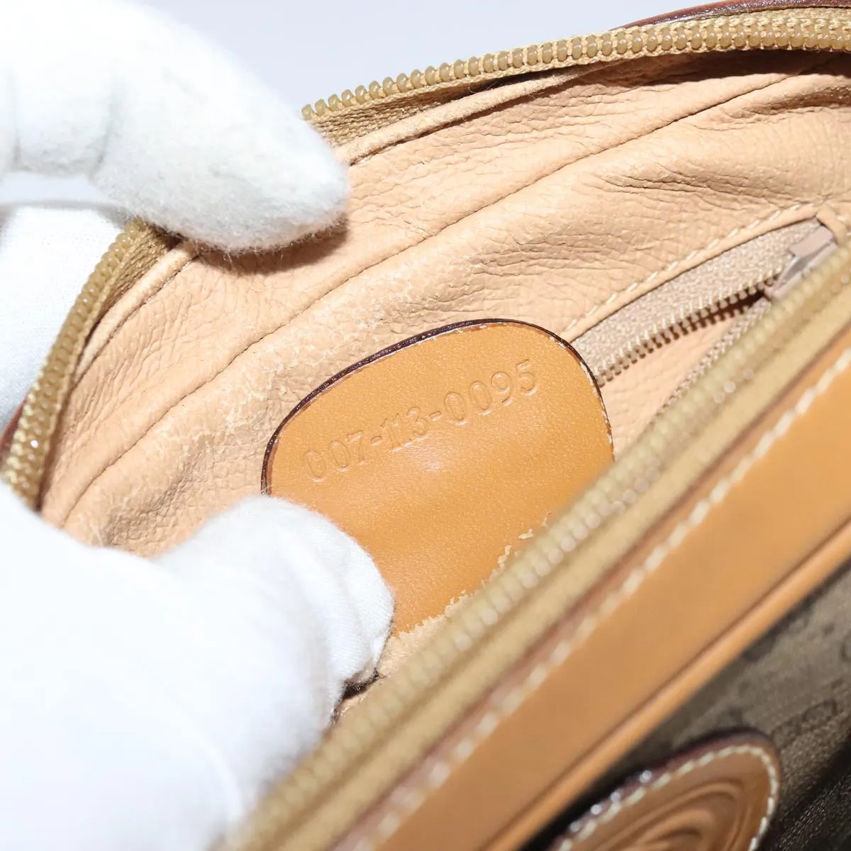 GUCCI Micro GG Supreme Shoulder Bag PVC Beige Gold 007 113 0095 94797
