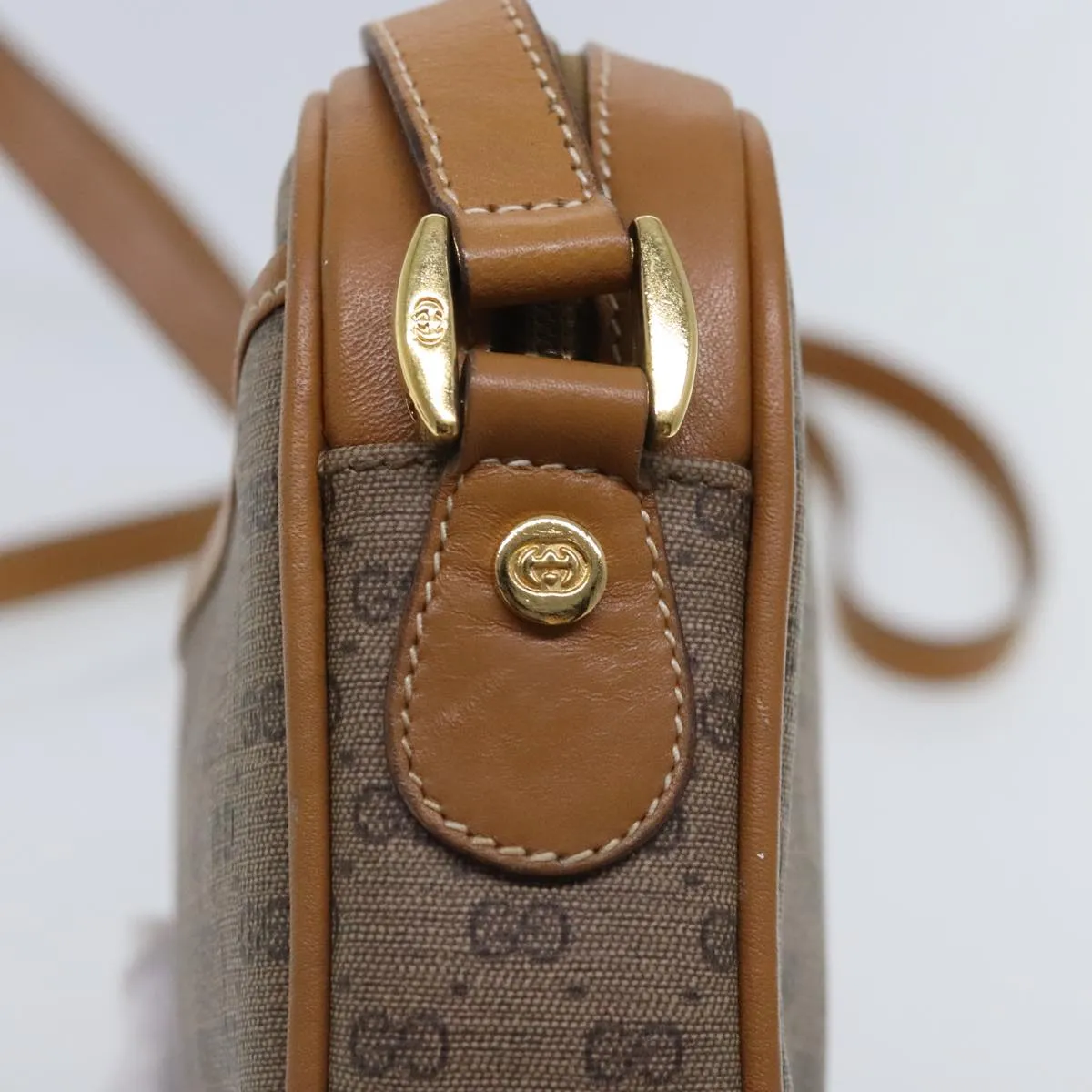 GUCCI Micro GG Supreme Shoulder Bag PVC Beige Gold 007 113 0095 94797
