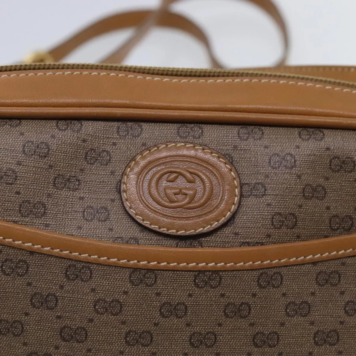 GUCCI Micro GG Supreme Shoulder Bag PVC Beige Gold 007 113 0095 94797
