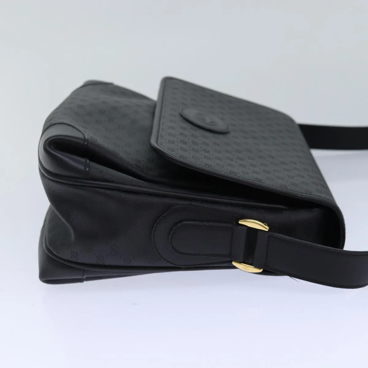 GUCCI Micro GG Supreme Shoulder Bag PVC Black Gold 001 116 0924 85388