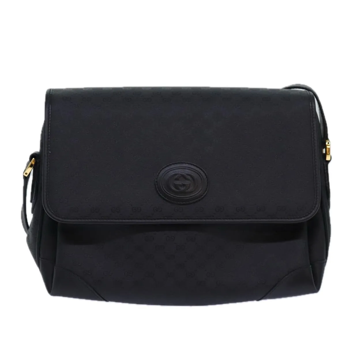 GUCCI Micro GG Supreme Shoulder Bag PVC Black Gold 001 116 0924 85388