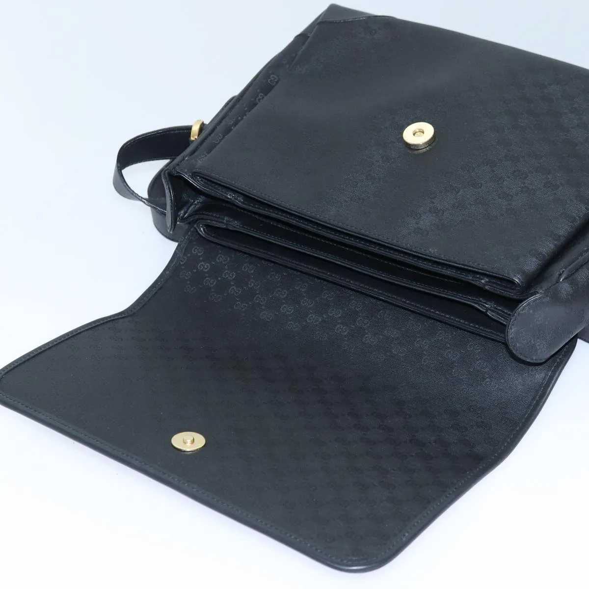 GUCCI Micro GG Supreme Shoulder Bag PVC Black Gold 001 116 0924 85388