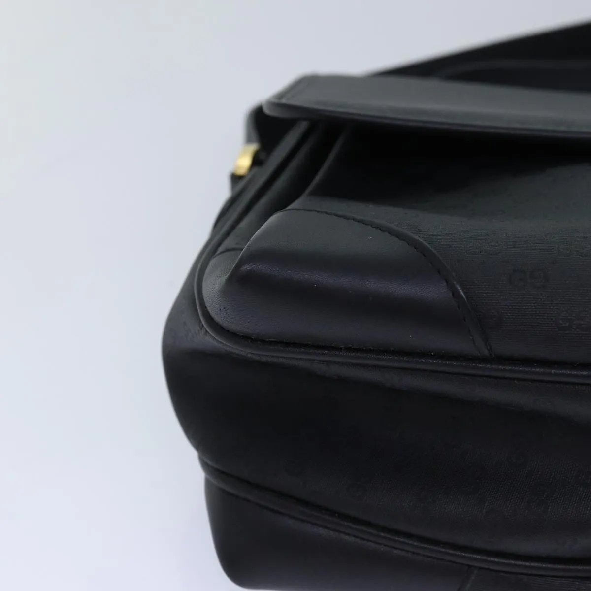 GUCCI Micro GG Supreme Shoulder Bag PVC Black Gold 001 116 0924 85388