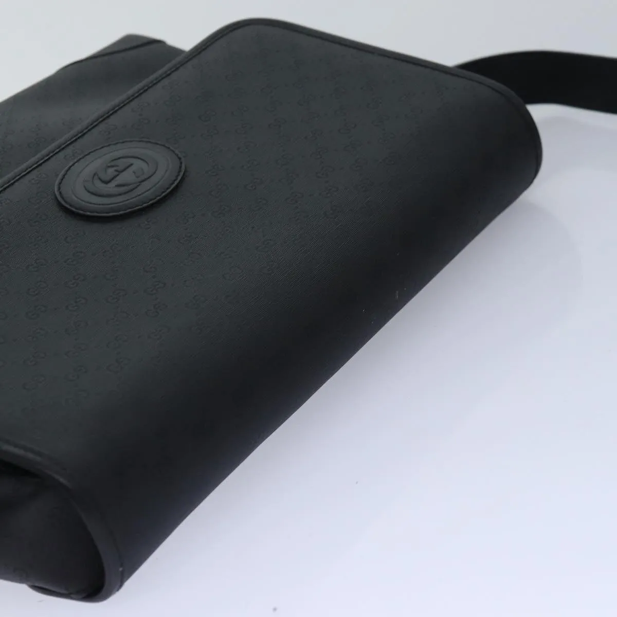 GUCCI Micro GG Supreme Shoulder Bag PVC Black Gold 001 116 0924 85388