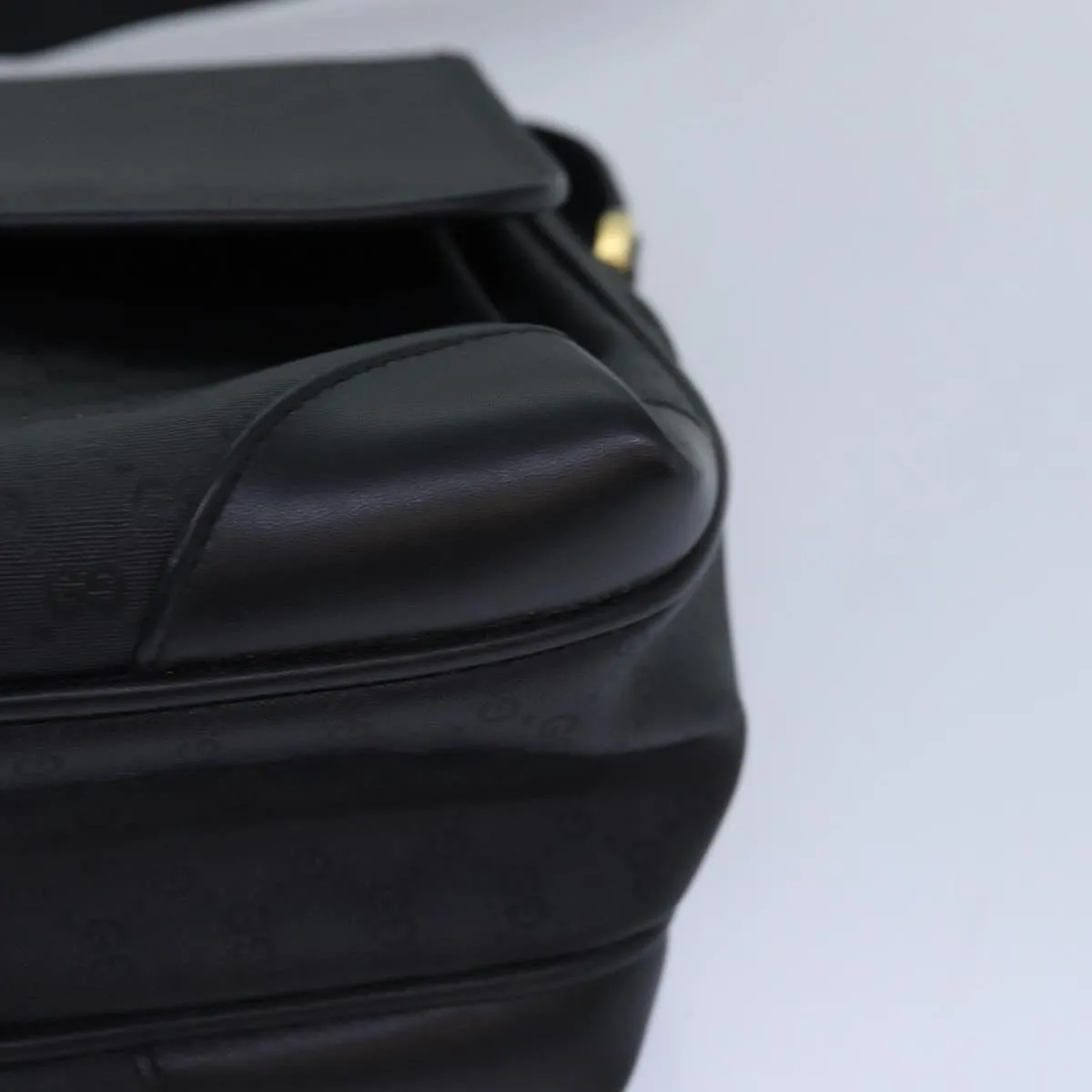 GUCCI Micro GG Supreme Shoulder Bag PVC Black Gold 001 116 0924 85388
