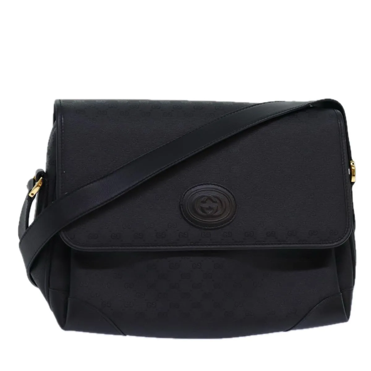 GUCCI Micro GG Supreme Shoulder Bag PVC Black Gold 001 116 0924 85388