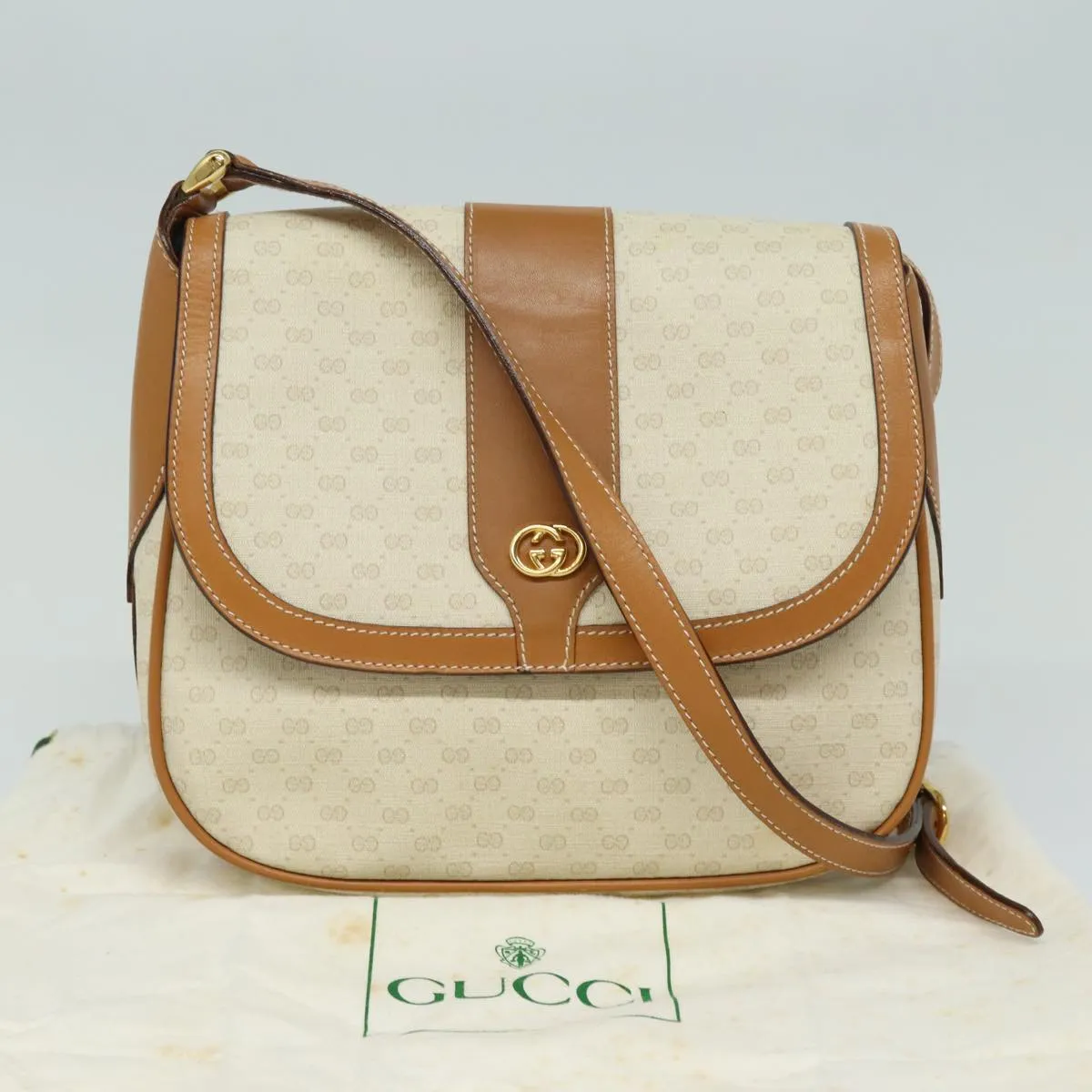 GUCCI Micro GG Supreme Shoulder Bag PVC Leather Beige 001 41 4425 yk13040
