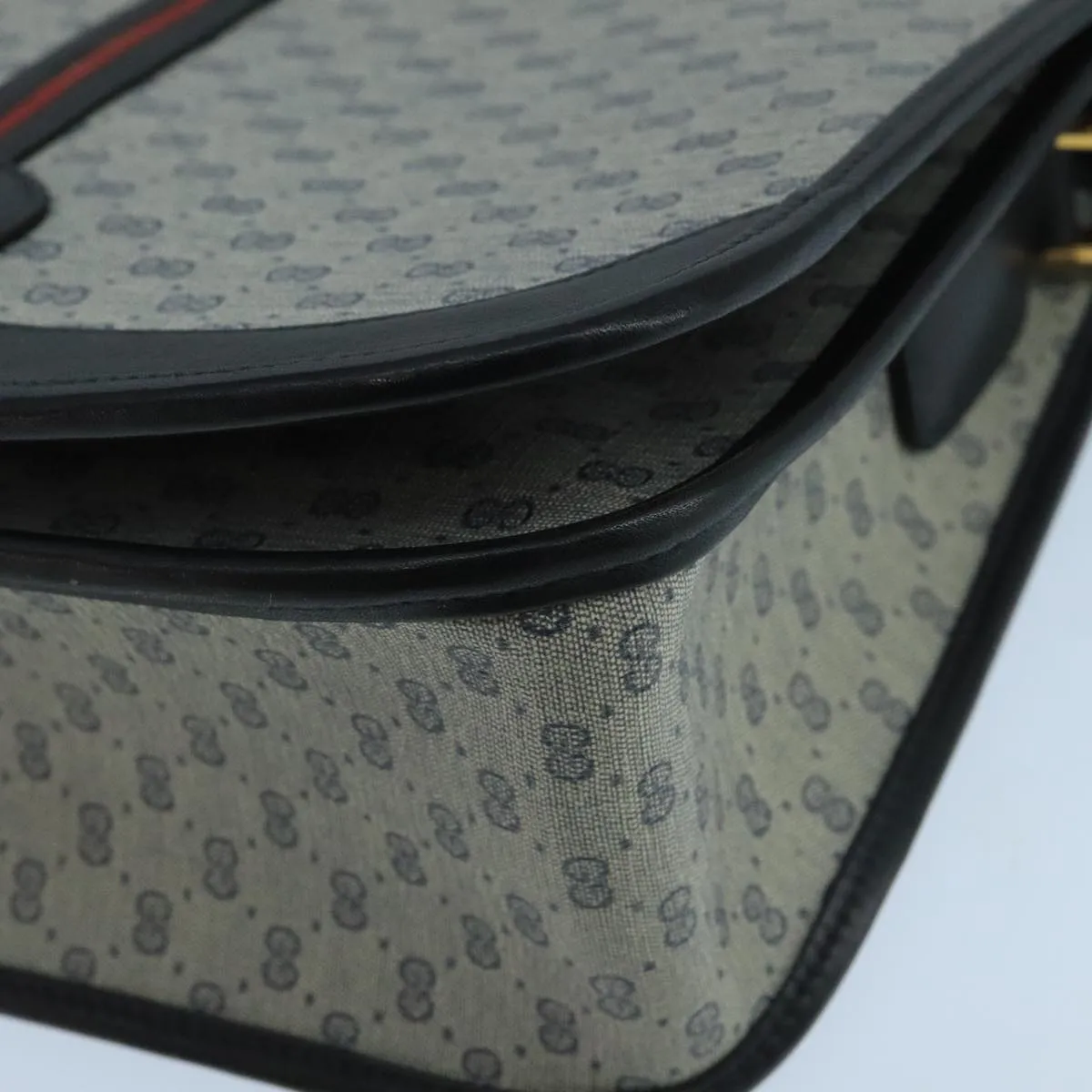 GUCCI Micro GG Supreme Shoulder Bag PVC Navy Gold 001 113 0551 104070
