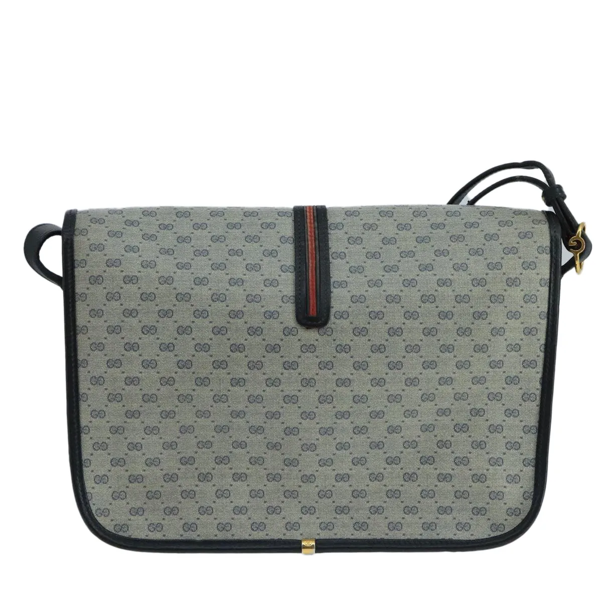 GUCCI Micro GG Supreme Shoulder Bag PVC Navy Gold 001 113 0551 104070