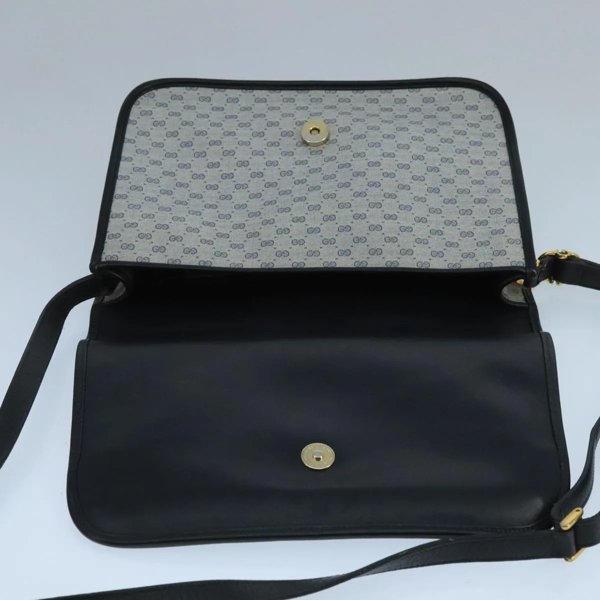 GUCCI Micro GG Supreme Shoulder Bag PVC Navy Gold 001 113 0551 104070