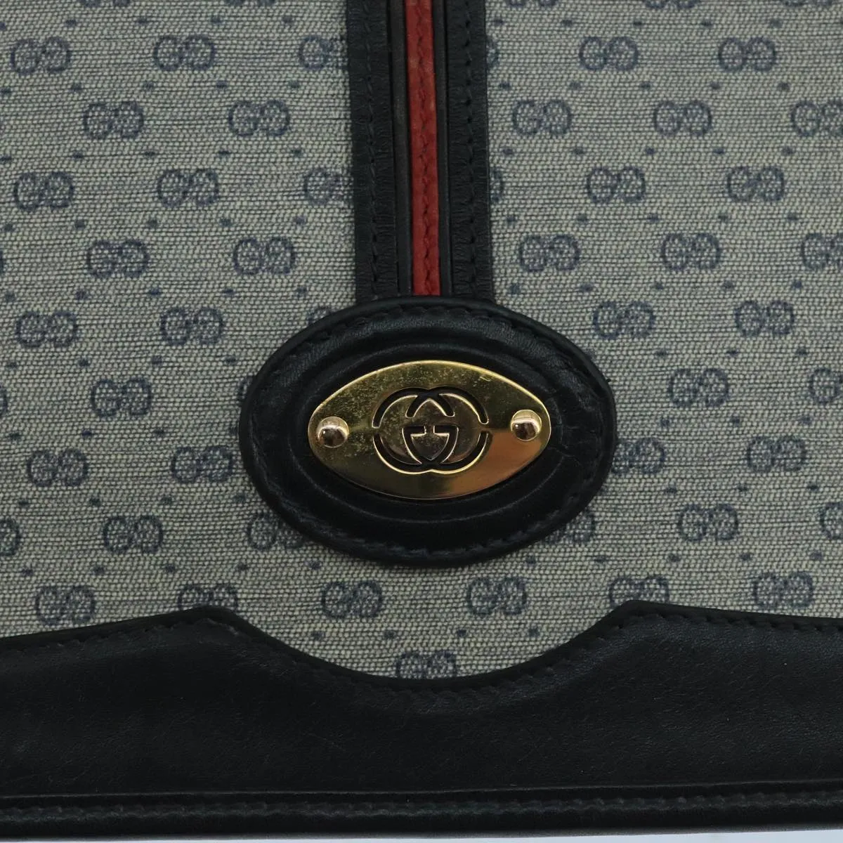 GUCCI Micro GG Supreme Shoulder Bag PVC Navy Gold 001 113 0551 104070