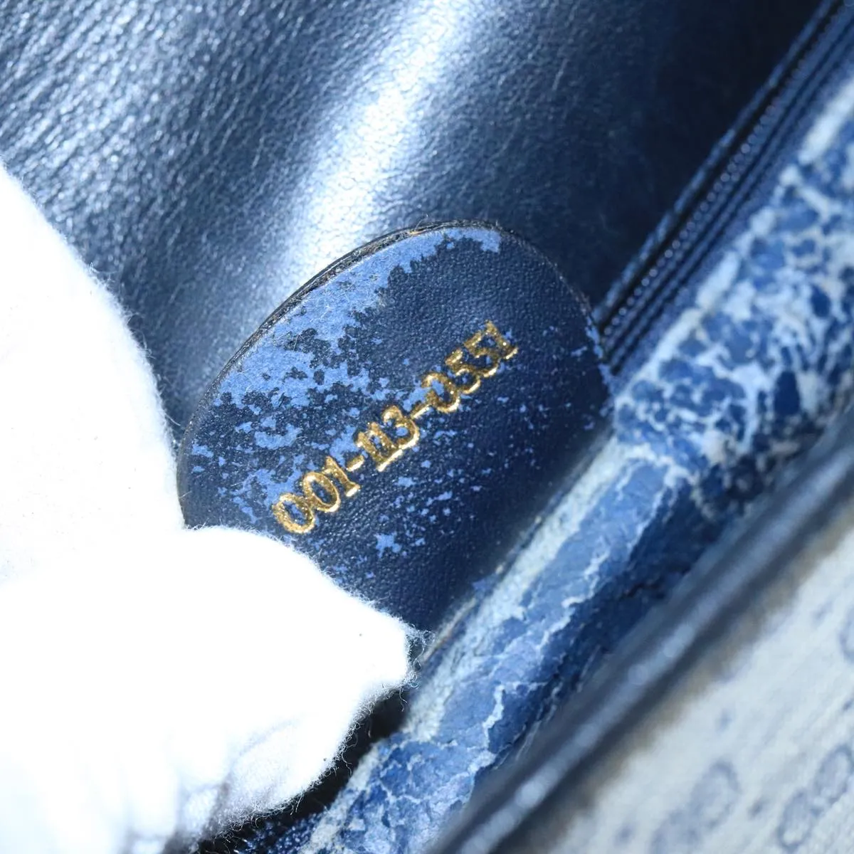 GUCCI Micro GG Supreme Shoulder Bag PVC Navy Gold 001 113 0551 104070