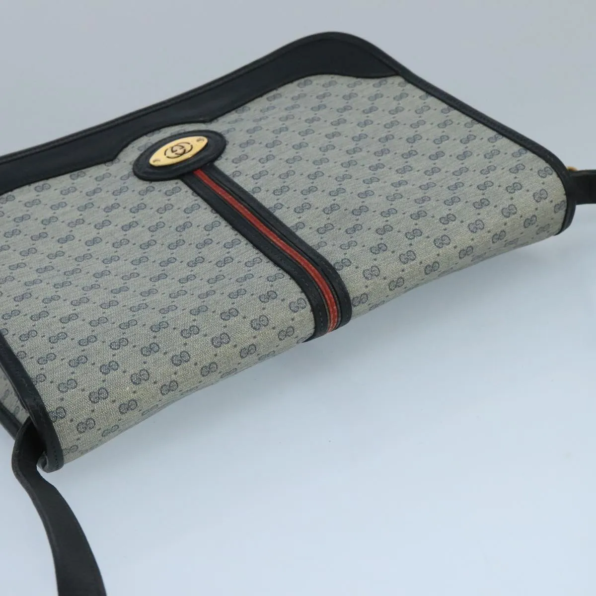 GUCCI Micro GG Supreme Shoulder Bag PVC Navy Gold 001 113 0551 104070