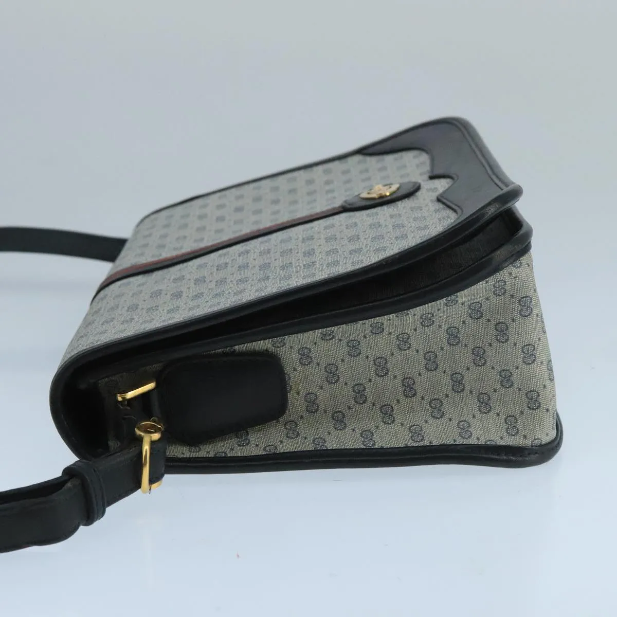 GUCCI Micro GG Supreme Shoulder Bag PVC Navy Gold 001 113 0551 104070