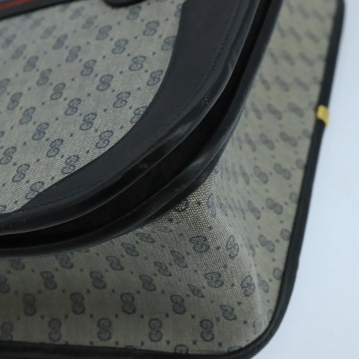 GUCCI Micro GG Supreme Shoulder Bag PVC Navy Gold 001 113 0551 104070